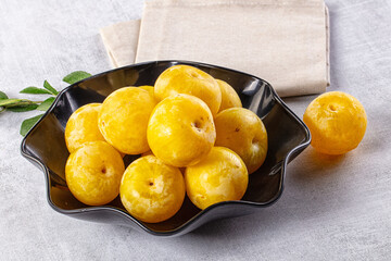 Ripe sweet fresh yellow plum