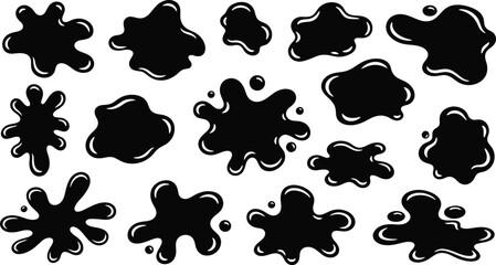 Vector cow print pattern background. Black irregular patches on white backdrop. Abstract cow skin or fur texture. Hand drawn design. Farm animal print