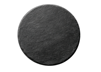 Round, dark gray slate slab with rough edges