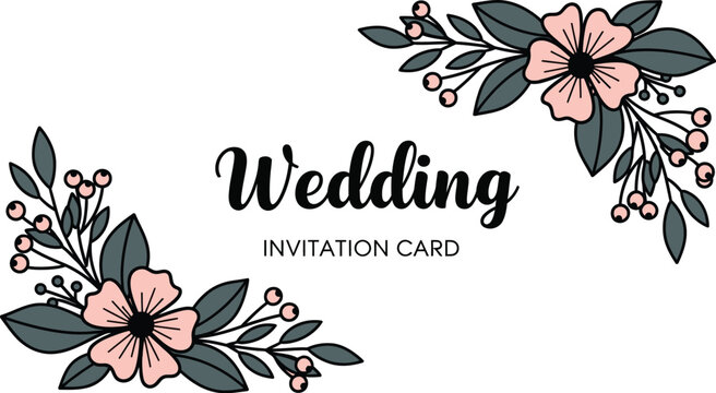 Elegant floral wedding invitation card design template