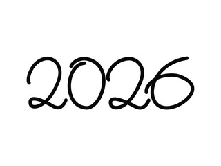 New Year, Future, Year, Number, Numerals, Line art, Continuous line, Monoline, Calligraphy, Minimalist, Abstract, Modern, White line, Outline