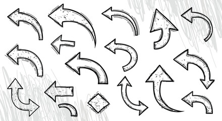 ink brush hand drawn arrows vector collection black sketch directional icons for graphic design and educational use