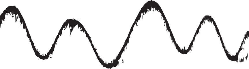 Oscillating Waveform Pattern on White Background | Black Ink Line Drawing for Science, Technology and Abstract Design Projects