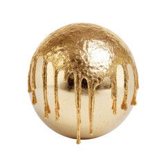 Sphere partially coated in textured, dripping golden substance