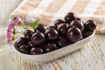Nut in chocolate balls sweet candy