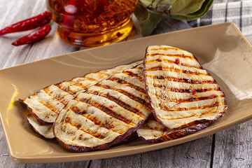 Vegan cuisine - grilled eggplant slices