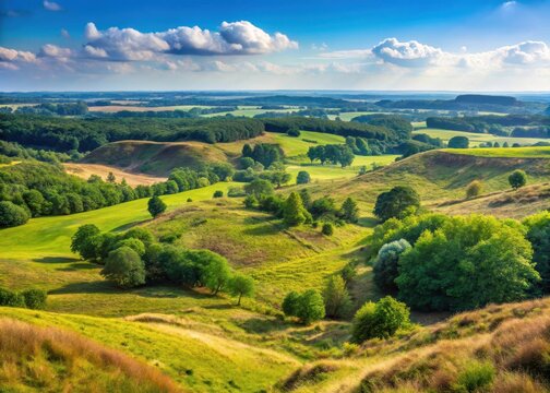 Rolling hills of Mechelse Heide with a vast open landscape of Maasmechelen in the background