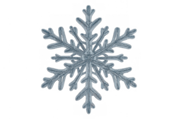 Snowflake featuring complex icy details and a hexagonal shape, representing winter, cold, and holiday themes. Transparent background