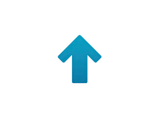 Cyan arrow points up on black. Light outlines form shape