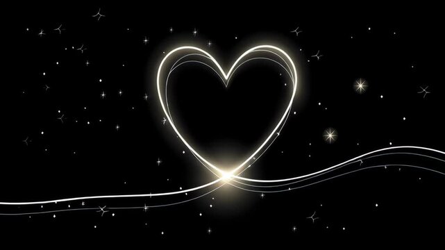 Illuminated heart shape in a starry night sky, perfect for romantic themes and digital designs
