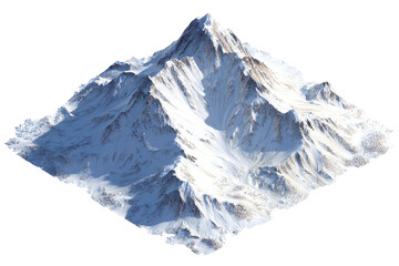 Snowy mountain peak; isolated against a dark background