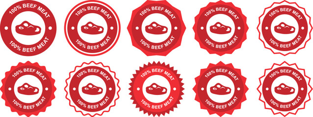 100 Percent Beef Meat Labels for Fresh and Natural Product Packaging