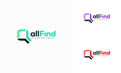 All Find logo designs concept vector, Digital Search logo design. Abstract magnifying glass symbol
