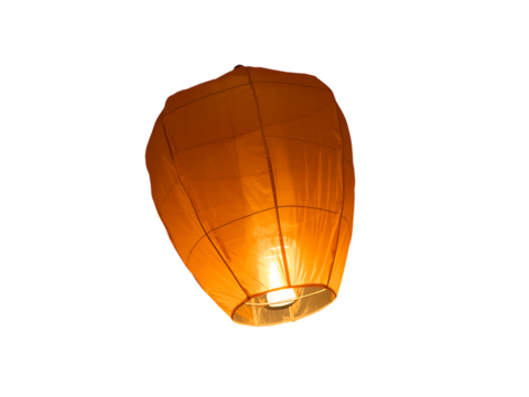 Sky lantern flying in the air, a symbol of hope and celebration isolated on transparent background