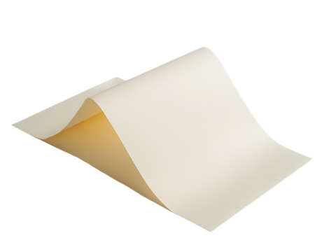 Blank sheet of paper for message or letter mockup isolated on transparent background