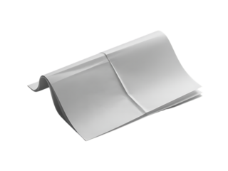 White paper sheets folded in half for writing notes isolated on transparent background