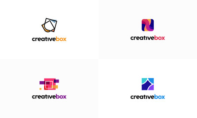 Fototapeta premium Set of Creative Box logo designs concept vector, Color Art Box symbol
