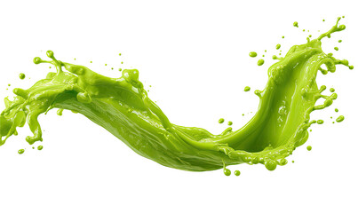 Vivid lime-green liquid splash, frozen mid-air on black