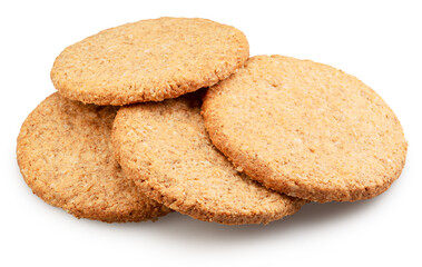 Oatсakes or oat biscuits isolated on white background. File contains clipping paths.