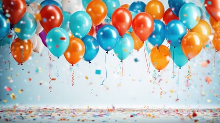 colorful, vibrant, balloons, floating, celebration, party, confetti, glitter, festive, cheerful, happy, joyful

