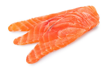 Salmon fillet slices isolated on white background. File contains clipping path.