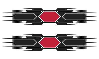 Racing stripes and car decal vector set, sport vehicle wrap templates for performance cars, automotive modification, tuning design, and custom vinyl graphic decoration