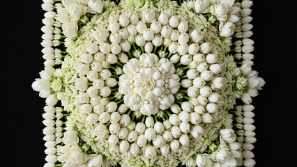 A close-up of a beautiful white chrysanthemum flower blooming in the garden, highlighting its delicate petals and natural beauty