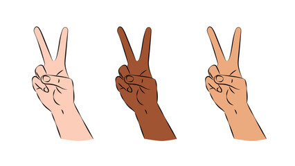 Flat V-Sign Hand Gesture A clean flat style vector illustration of a hand making the V sign The simple design represents Victory Peace or the number two