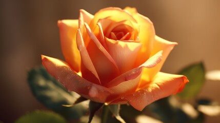 A single blooming orange rose, close-up shot, soft focus background, natural lighting, high detail, intricate petals, vibrant colors, exquisite beauty, photorealistic

