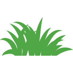Green Lush Grass Clump Silhouette Isolated On White Background With Transparent Background