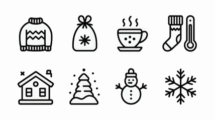 Minimalistic Christmas Icons Set 