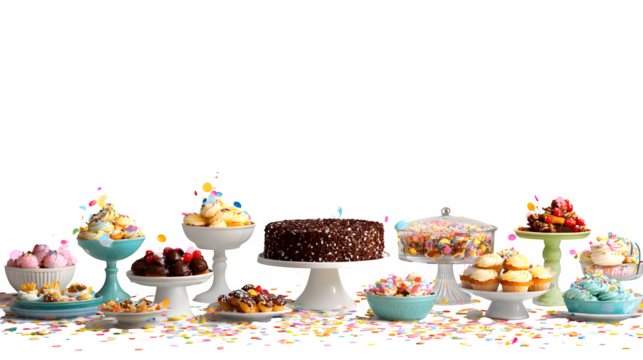 Assorted Dessert Display, isolated on transparent background