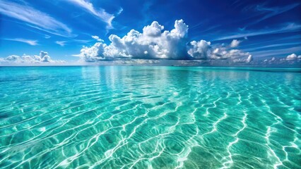 Serene oceanic backdrop with gentle ripples and crystal clear turquoise water