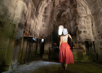 woman solo visit the Jukhtak Vank is an 11th-century monastery in Dilijan, Armenia