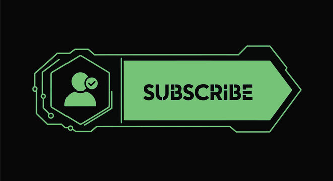 Subscribe now button glows neon green for modern channel growth