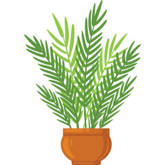 Green Palm Fronds Plant In An Orange Ceramic Pot With A Transparent Background Ideal For Home Decor And Graphic Design Projects