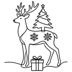 christmas reindeer with gift boxes
