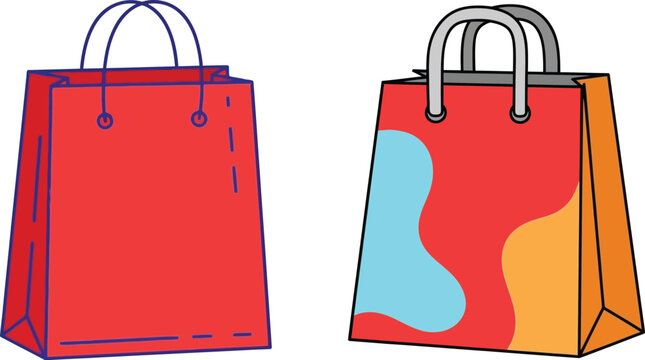 Two stylish shopping bags ready for purchases and retail