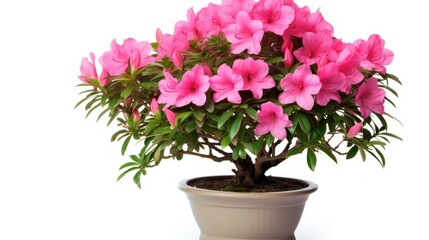 azalea bonsai, pink flowers, ceramic pot, botanical, photorealistic, 8k, highly detailed
