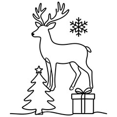 deer with christmas tree vector
