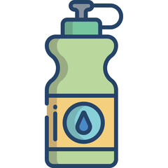 Green Water Bottle With Yellow Label Featuring Blue Water Drop Icon Simple Vector Graphic With Transparent Background Ideal for Sports and Hydration Themes