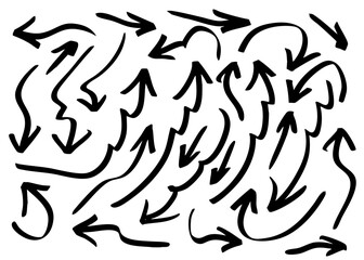 Arrow grunge vector set. Arrow sketch Hand drawn illustration collection