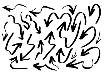 Arrow grunge vector set. Arrow sketch Hand drawn illustration collection