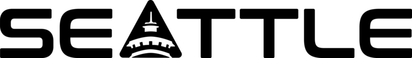 simple black seattle districk cityscape skyscraper tower cityline vector icon logo design