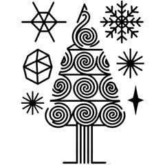 vector set of christmas tree