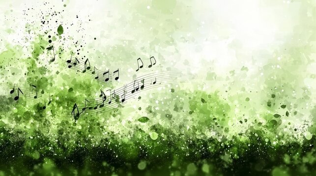 A serene musical track adorned with a spring green watercolor backdrop.
