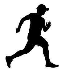 Silhouette in Motion: A dynamic silhouette of an athlete powerfully strides forward, embodying movement and perseverance.