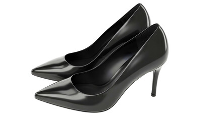 Pair of elegant black high heel shoes for fashion concepts on transparent background