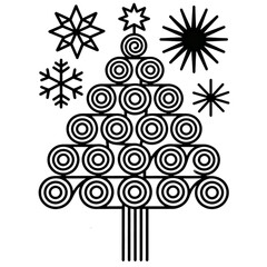 set of christmas tree and christmas accessories vector icons