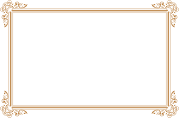 Elements of ornate vintage frames. Border gold on white classic swirls, floral motifs. Design print for greeting cards, wedding invitations, restaurant menu, royal certificates. Set 1413